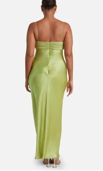 Robe de bal sirène verte sexy à bretelles spaghetti, sans manches, en satin, longueur cheville, avec fente latérale